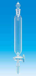 【販売終了】F透明円筒分液ロート目盛無球栓200mL 19-19