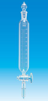 【販売終了】F透明円筒分液ロート目盛付球栓50mL 15-15