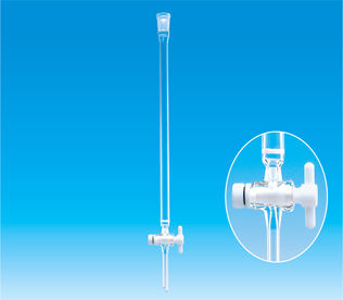 Fine共通摺合クロマト管 管内径φ10×長さ300mm FG1フィルター付 PTFEコック付 上部メス15/25