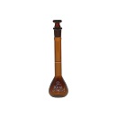 【販売終了】柴田科学 メスフラスコ(全量フラスコ) カスタムA 茶 ガラス平栓付 10mL 026100-10A