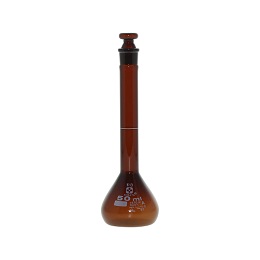 柴田科学 メスフラスコ(全量フラスコ) スーパーグレード 茶 ガラス平栓付 50mL 020070-50A