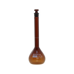 柴田科学 メスフラスコ(全量フラスコ) スーパーグレード 茶 ガラス平栓付 100mL 020070-100A