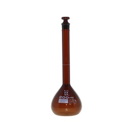 柴田科学 メスフラスコ(全量フラスコ) スーパーグレード 茶 ガラス平栓付 200mL 020070-200A