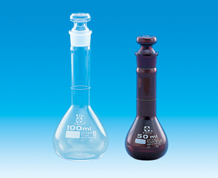 柴田科学 短形メスフラスコ(全量フラスコ) 透明 ガラス平栓付 白標線 200mL 023080-200A