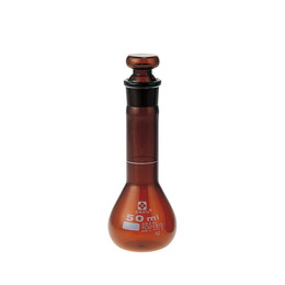 柴田科学 短形メスフラスコ(全量フラスコ) 茶 ガラス平栓付 50mL 10入 023080-501A