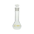 【販売終了】柴田科学 メスフラスコ 短形(全量フラスコ) 透明 茶標線 50mL 023080-050A