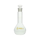 【販売終了】柴田科学 メスフラスコ 短形(全量フラスコ) 透明 茶標線 200mL 023080-0200A
