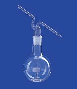 【販売終了】ガラス製ガス洗浄瓶 丸型 500mL