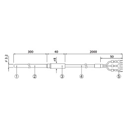 エスペックミック ステンレス保護管付温度センサ RTH-5040 -200℃〜+600℃ 2.0m